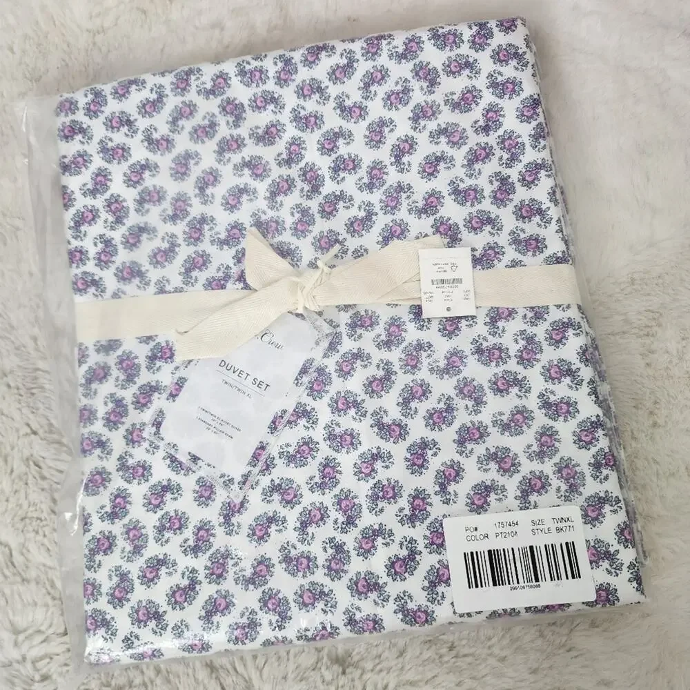 J. Crew Home Purple Floral Paisley Duvet Set Twin/Twin XL 100% Cotton NEW BK771
